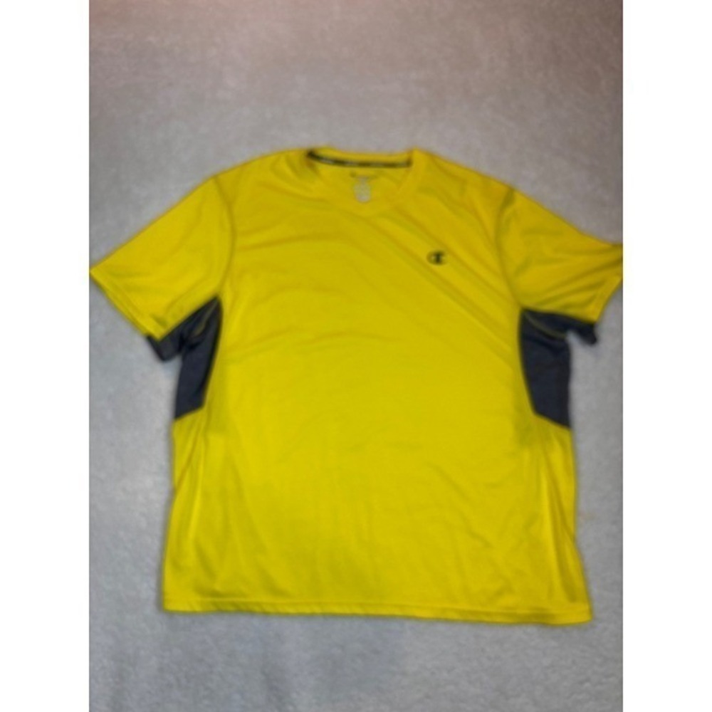 Champion Powertrain Vapor Shirt Mens 2XL Yellow Grey Performance Tee